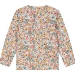 Sweet Petit peuter shirt Lin lange mouwen bloemen beige