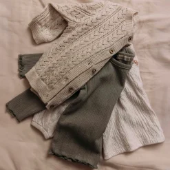 Sweet Petit peuter vest Hope lange mouwen effen beige