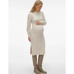 VERO MODA zwangerschapsjurk lange mouwen effen beige