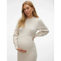 VERO MODA zwangerschapsjurk lange mouwen effen beige
