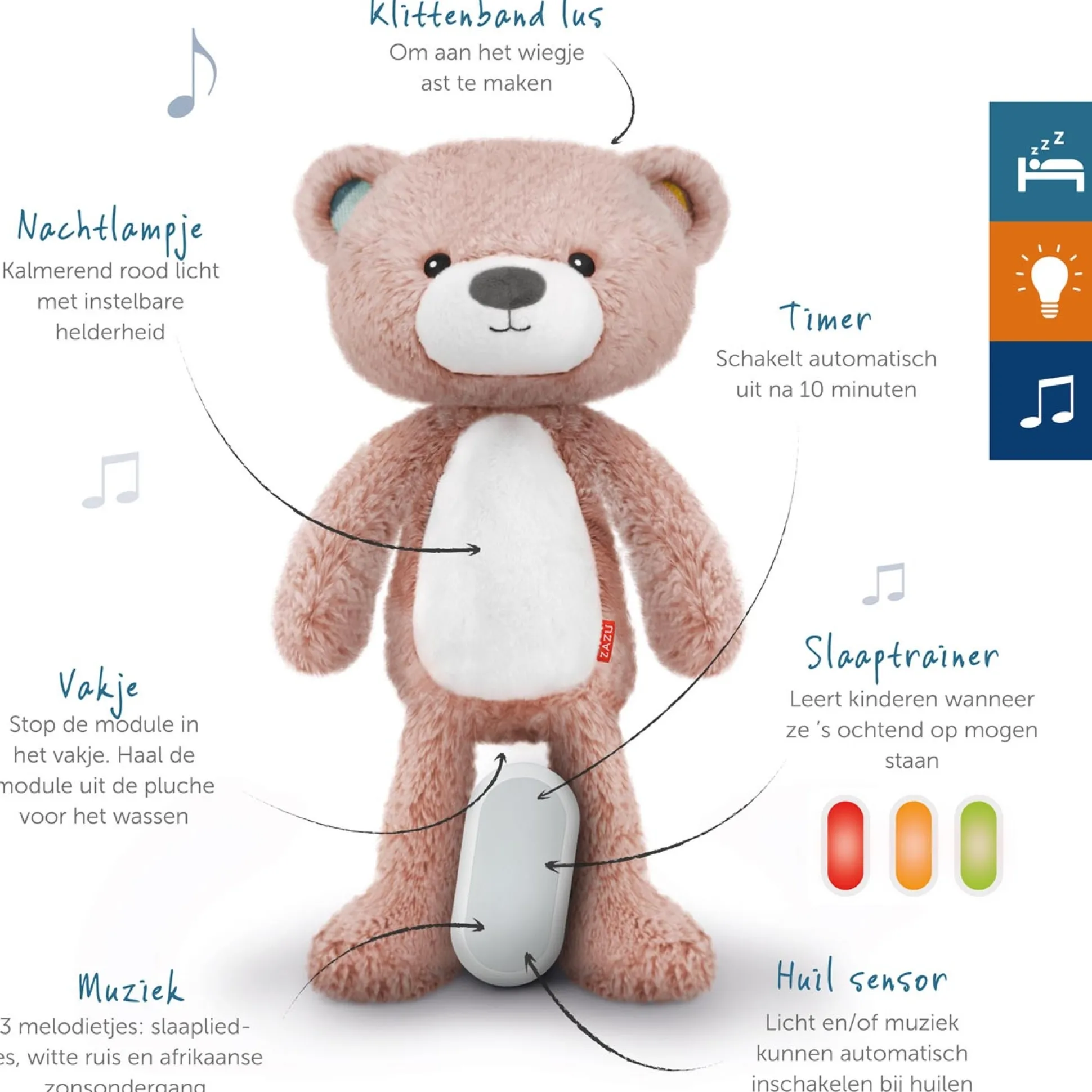 Zazu slaaptrainer Brody de beer roze